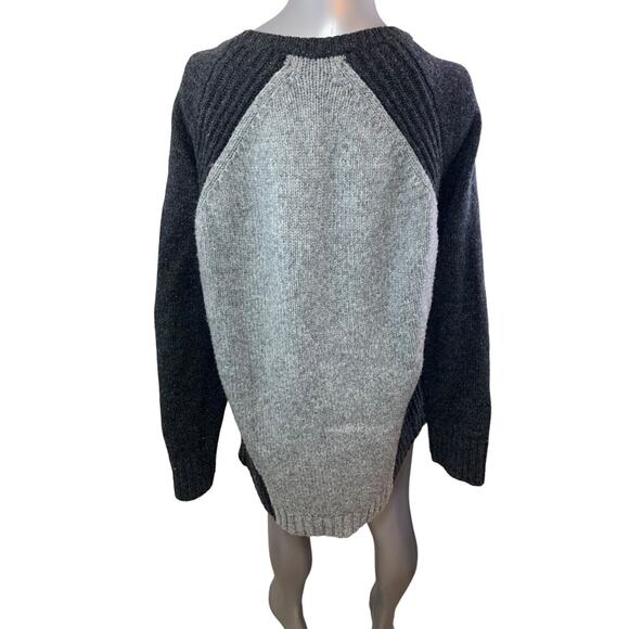 Catherine Malandrino Womens Grey Color Block Wool Sweater Large Boat Neck Cozy - Picture 3 of 10